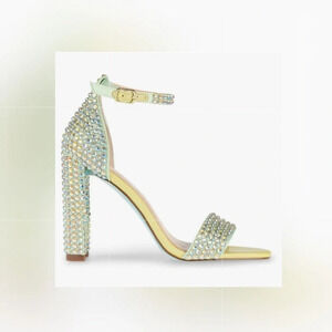 BLUE by BETSEY JOHNSON ~ Pastel green rhinestone block heel shoes size 9.5